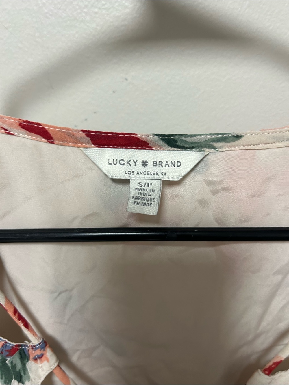 Lucky Brand Floral Peplum Blouse Small Cream Flutter Sleeve Lined Cottagecore - Picture 8 of 8